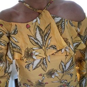 NWT Express off the shoulder floral shirt